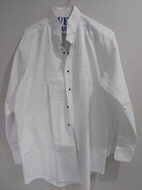 Neil Ally Wing Collar Formal Tuxedo Shirt Men's M 32/33 White